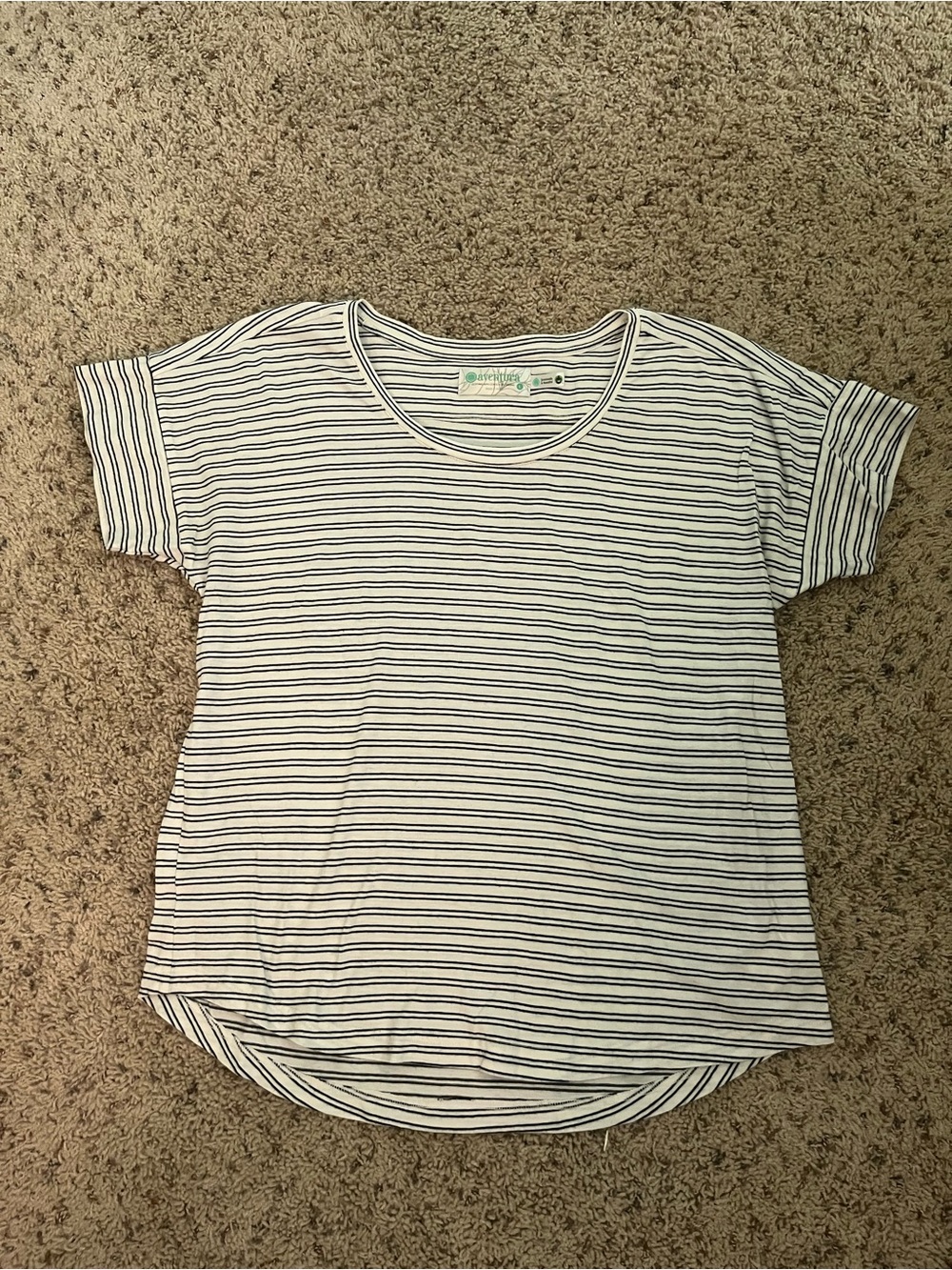 White & Black Striped Short Sleeve Tee